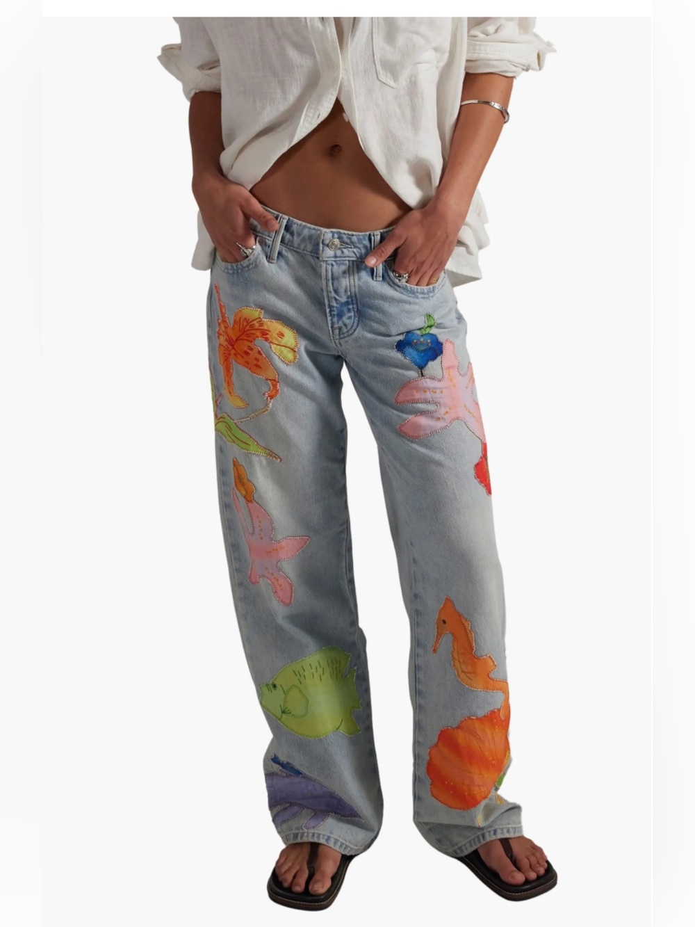 Free People We the Free Surfside Patchwork Jeans Size 29 NWT - Picture 12 of 12